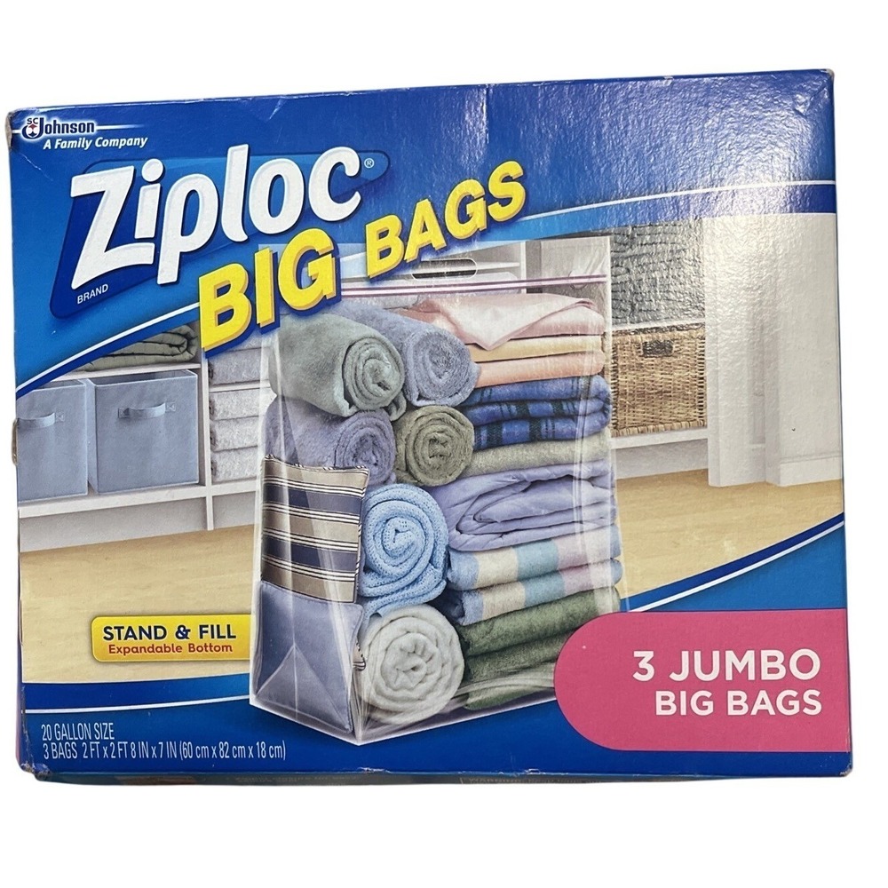 Ziploc Big Bags - 3 JUMBO 20 Gallon Bags Discontinued Organization & Storage New